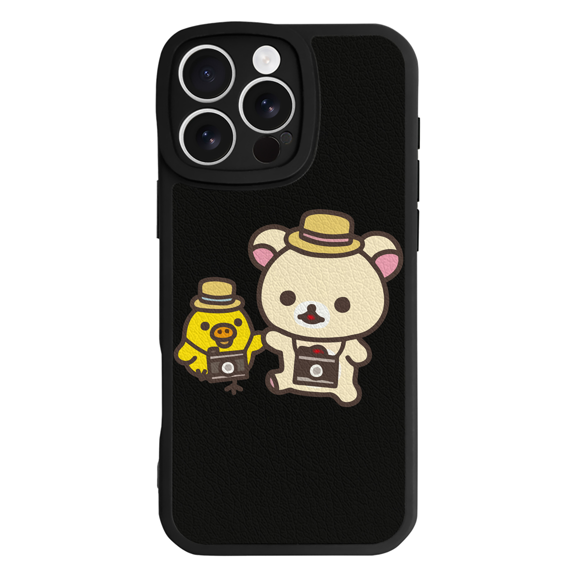 （画像用） リラックマ リラックマ キイロイトリ Rilakkuma Korilakkuma Kiiroitori 【iPhone 16シリーズ対応】シリコンスマホケース（レザー調） 材質：シリコン